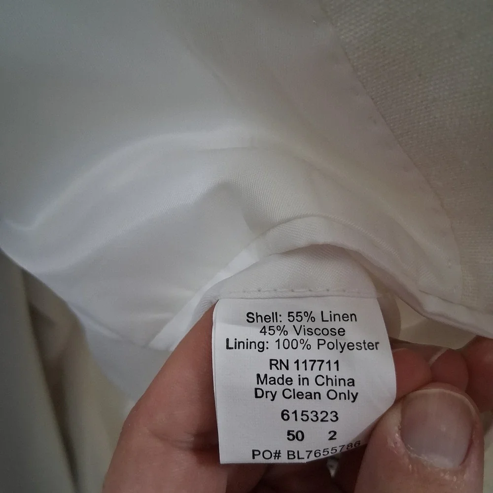 Irvine Park Blazer Mens 50R White Classic Linen Two Button Peak Lapel Sport Coat